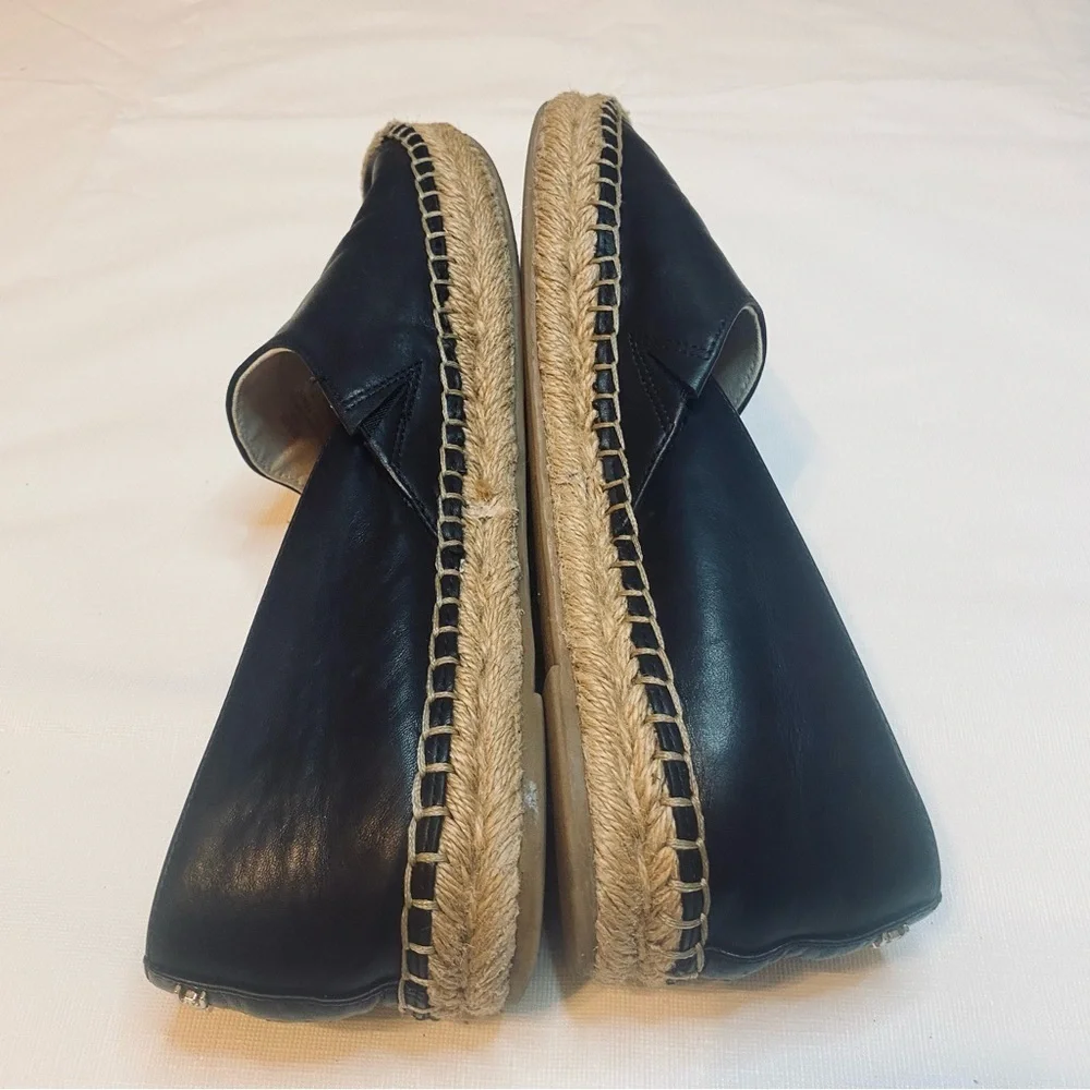Sam Edelman Black Leather Espadrilles with Tan Accents